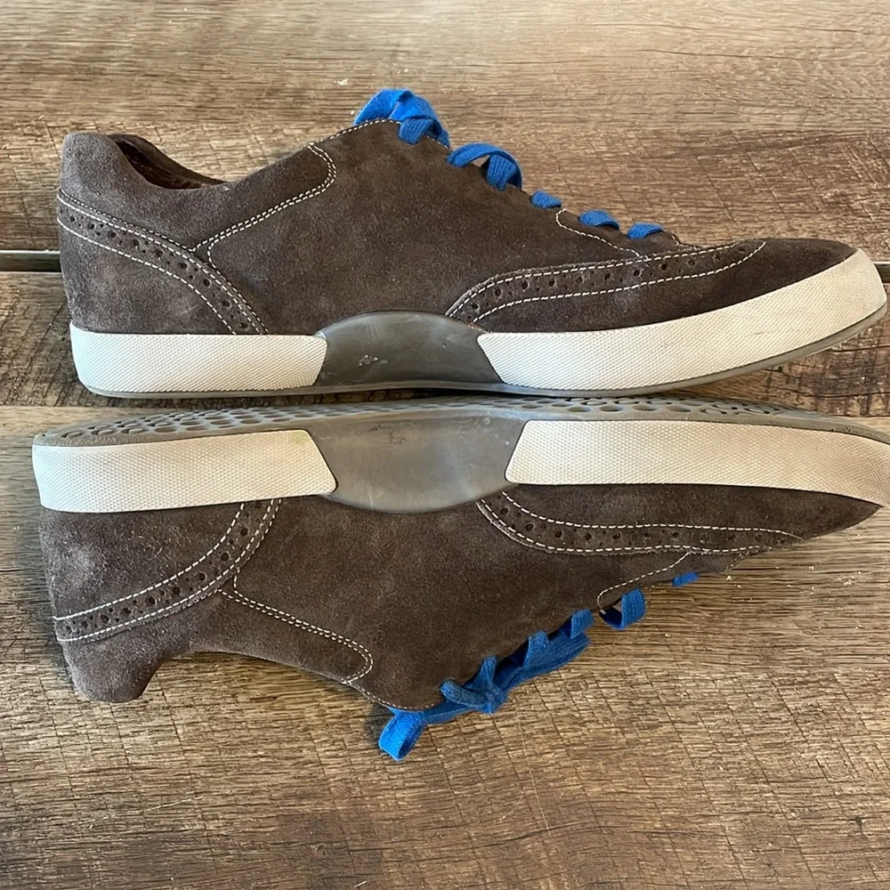 Men Tsubo Brown Leather/Suede Sneakers Aeson Urban Wingtip Blue Laces‎ 12